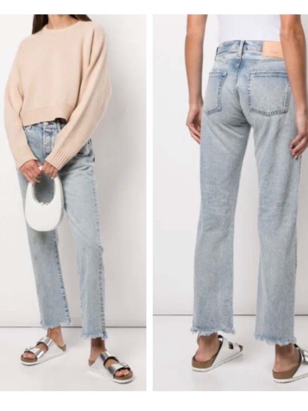 Moussy Peoria Straight Jean Light Blue High Rise Japanese Denim Size 28 Wide Leg